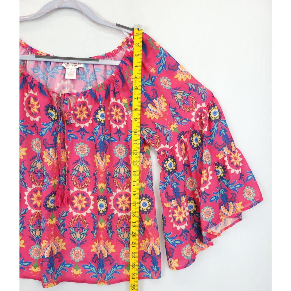 Flying Tomato Tunic Tiered Sleeve Floral Fuchsia Oversize Women S Beachy Resort - Picture 4 of 11